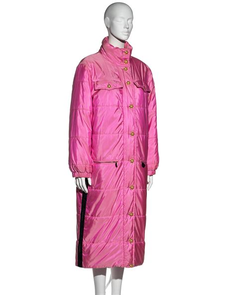 1996 pink chanel puffer coat|Chanel by Karl Lagerfeld pink silk puffer coat with Gripoix.